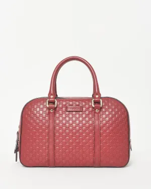 Gucci Red Leather Guccissima Mini Duffle Bag