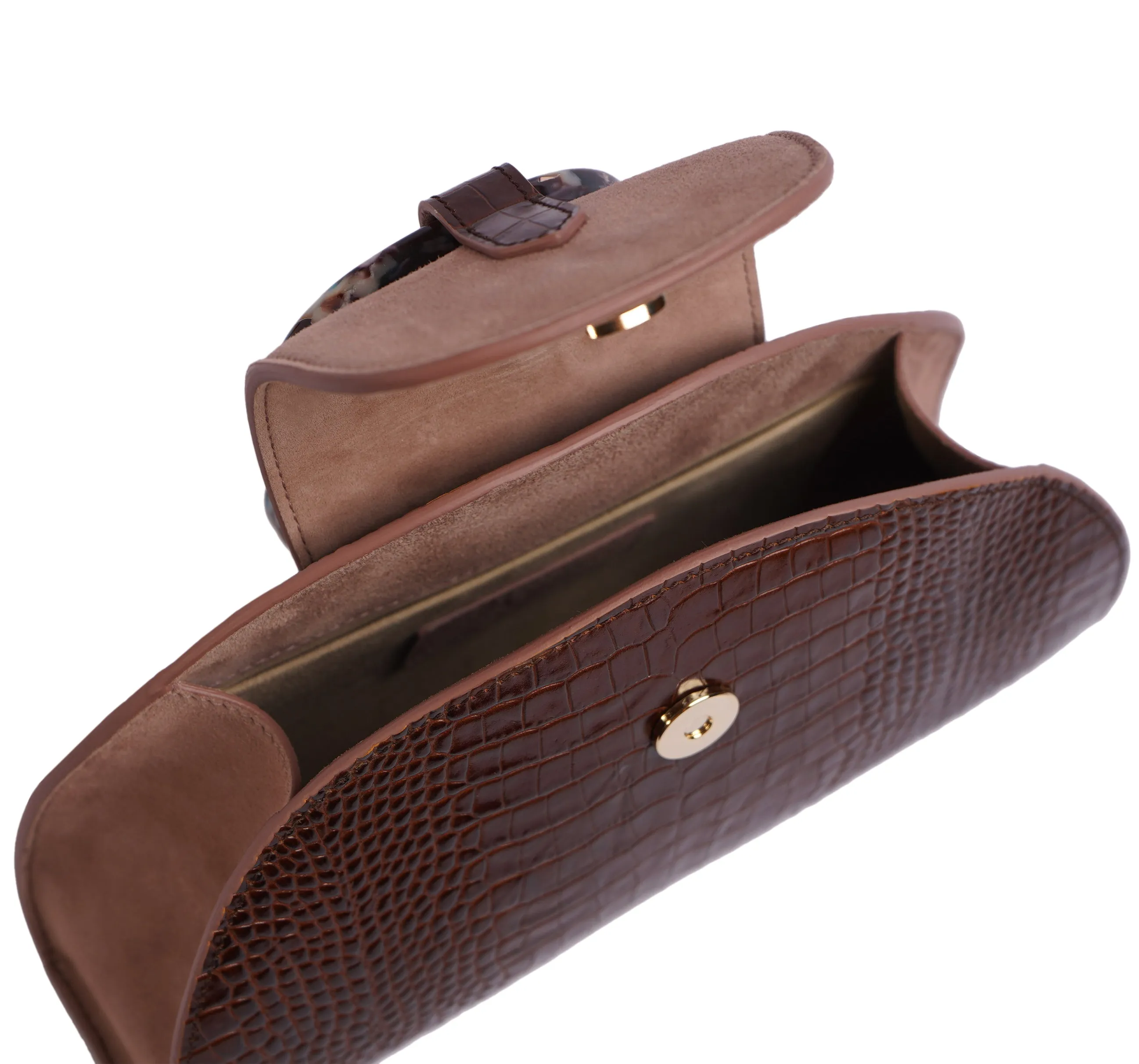 Hawazen - Brown Croc Embossed/ Dusty Rose
