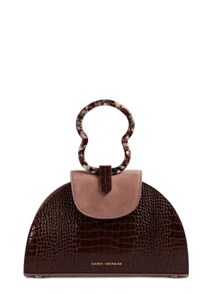 Hawazen - Brown Croc Embossed/ Dusty Rose