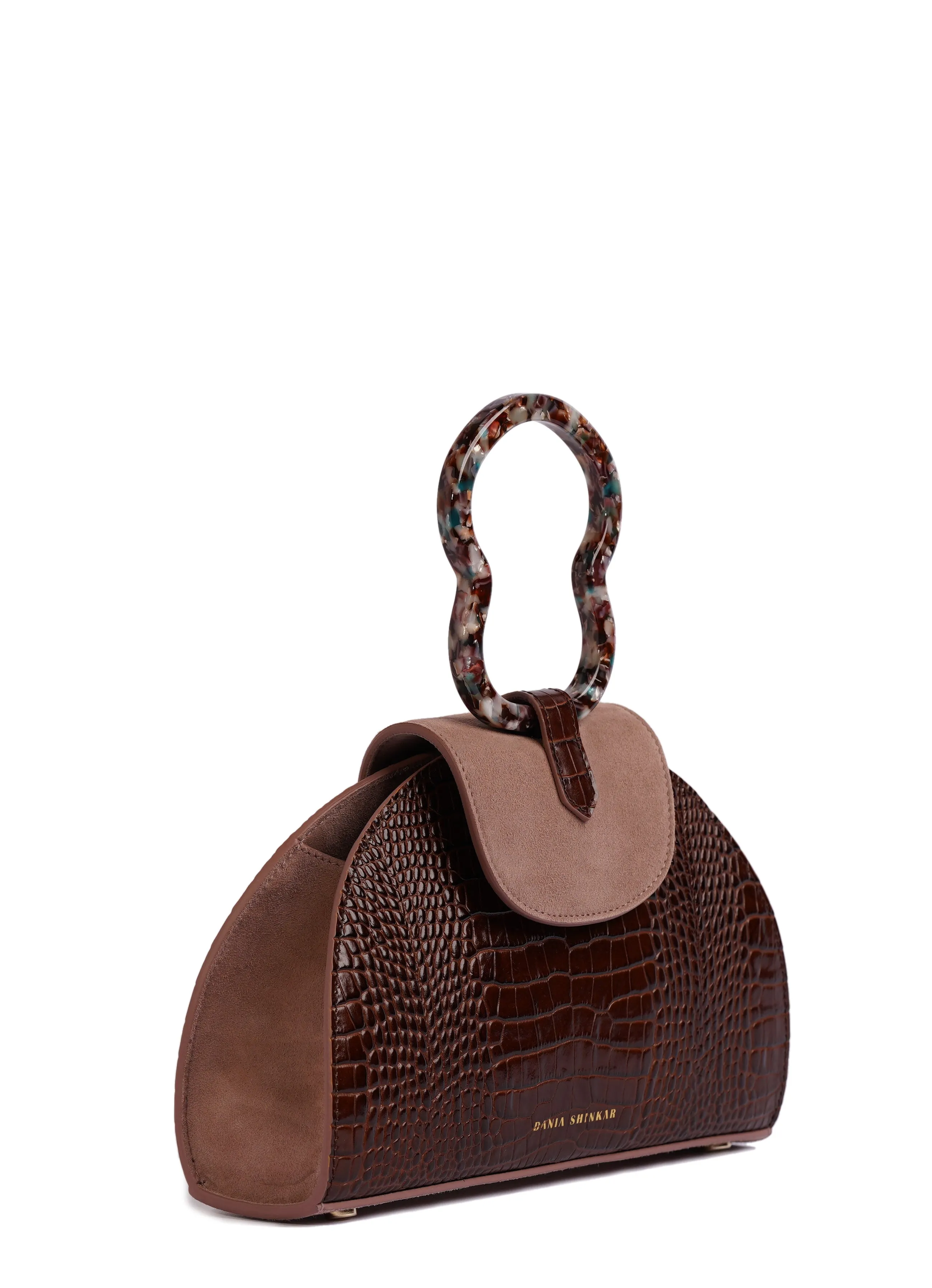 Hawazen - Brown Croc Embossed/ Dusty Rose