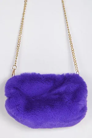 HENSON BAG Purple Faux Fur Chain Strap