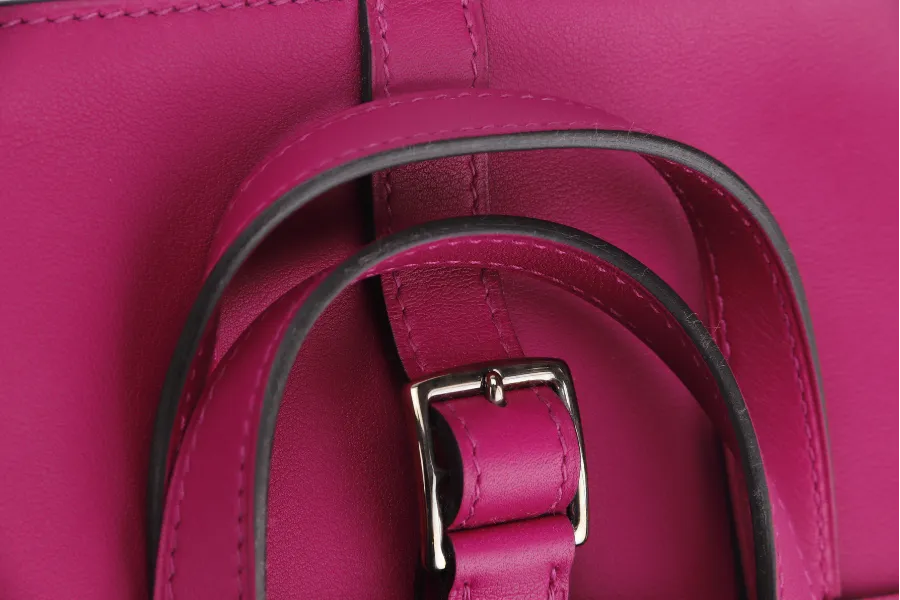 HERMES MINI HALZAN (STAMP A) ROSE POURPRE SWIFT LEATHER WITH STRAP & DUST COVER