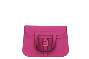HERMES MINI HALZAN (STAMP A) ROSE POURPRE SWIFT LEATHER WITH STRAP & DUST COVER