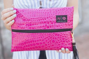 Hot Pink Gator Meredith Makeup Junkie Bags