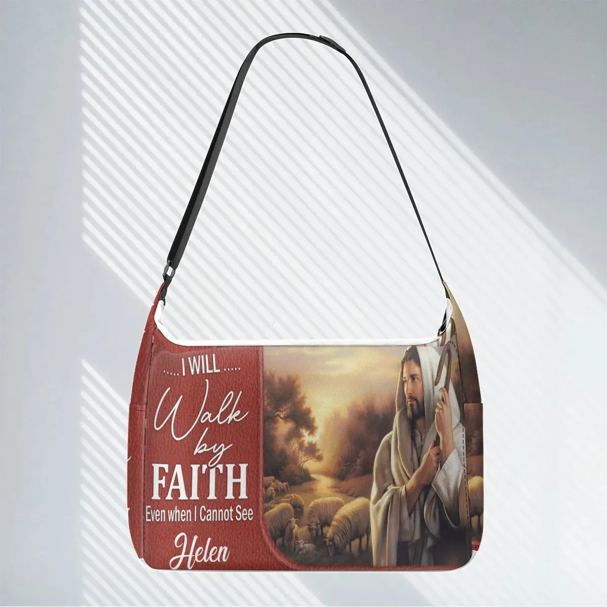 HPSP Checkbook Cover, PU Card Bag, I Will Walk By Faith Even When I Cannot See, Personalized Zippere