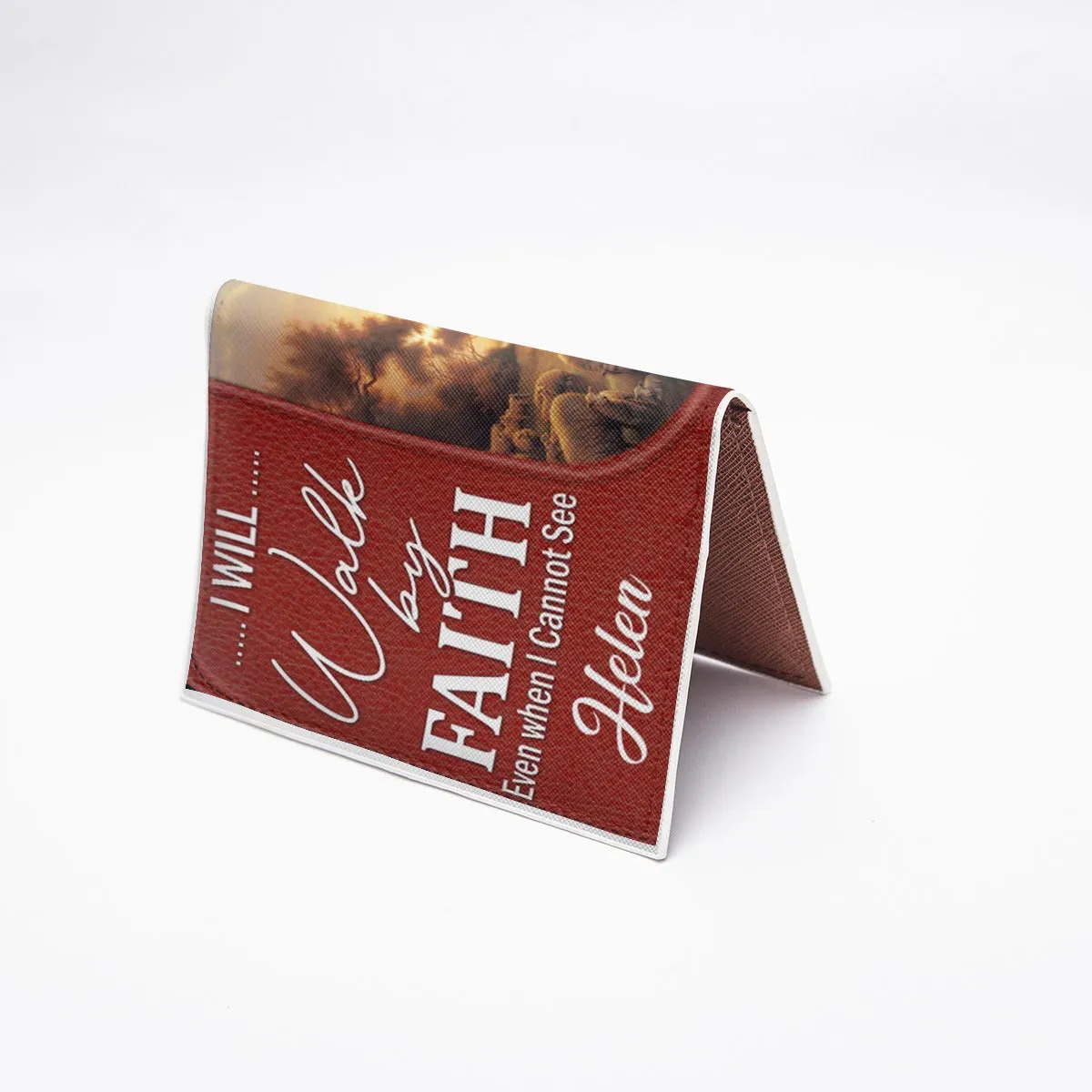 HPSP Checkbook Cover, PU Card Bag, I Will Walk By Faith Even When I Cannot See, Personalized Zippere