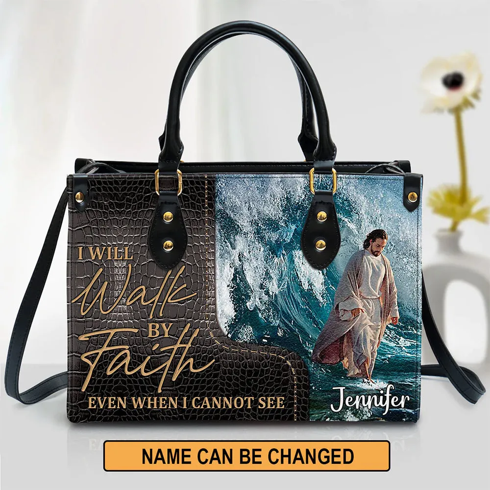 HPSP Checkbook Cover, PU Card Bag, I Will Walk By Faith Even When I Cannot See, Personalized Zippere