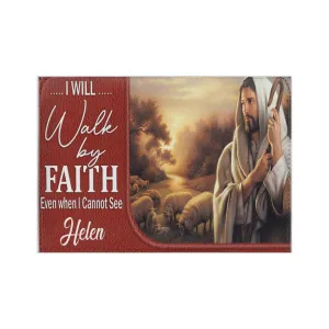 HPSP Checkbook Cover, PU Card Bag, I Will Walk By Faith Even When I Cannot See, Personalized Zippere