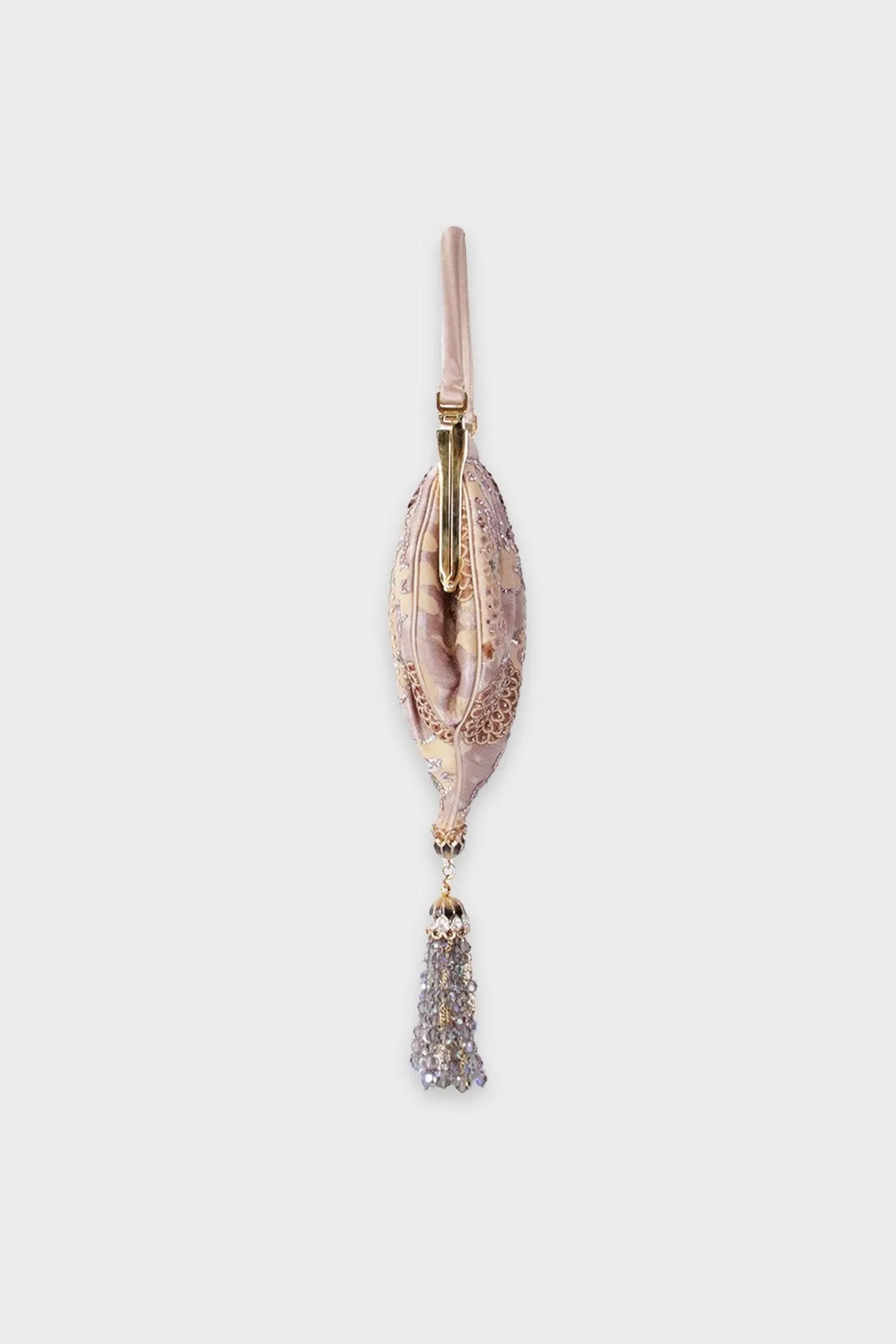 Judith Leiber Beige Satin Beaded Mini Handbag