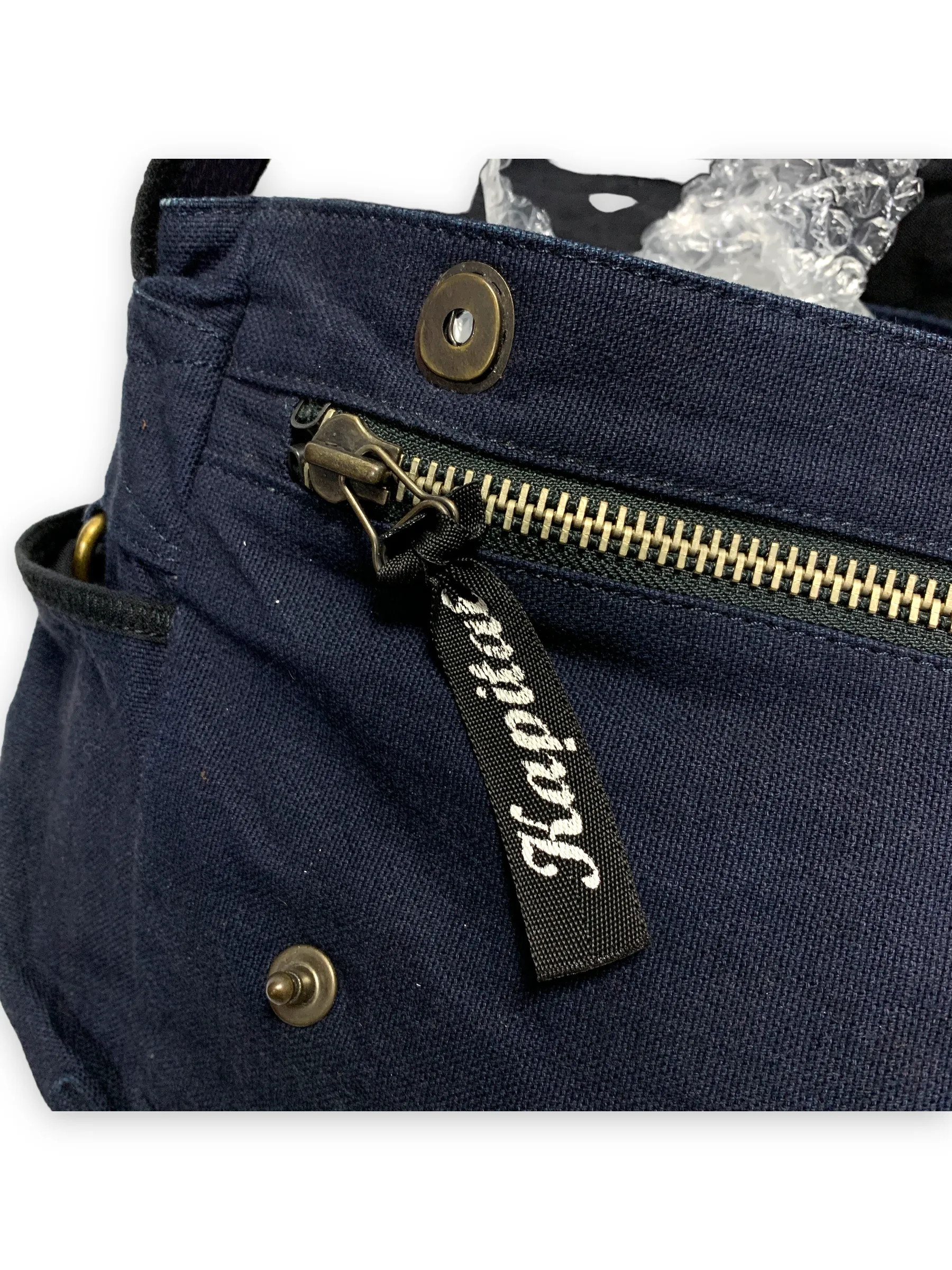 Kapital Military Cotton Canvas Shoulder Messenger Bag Navy