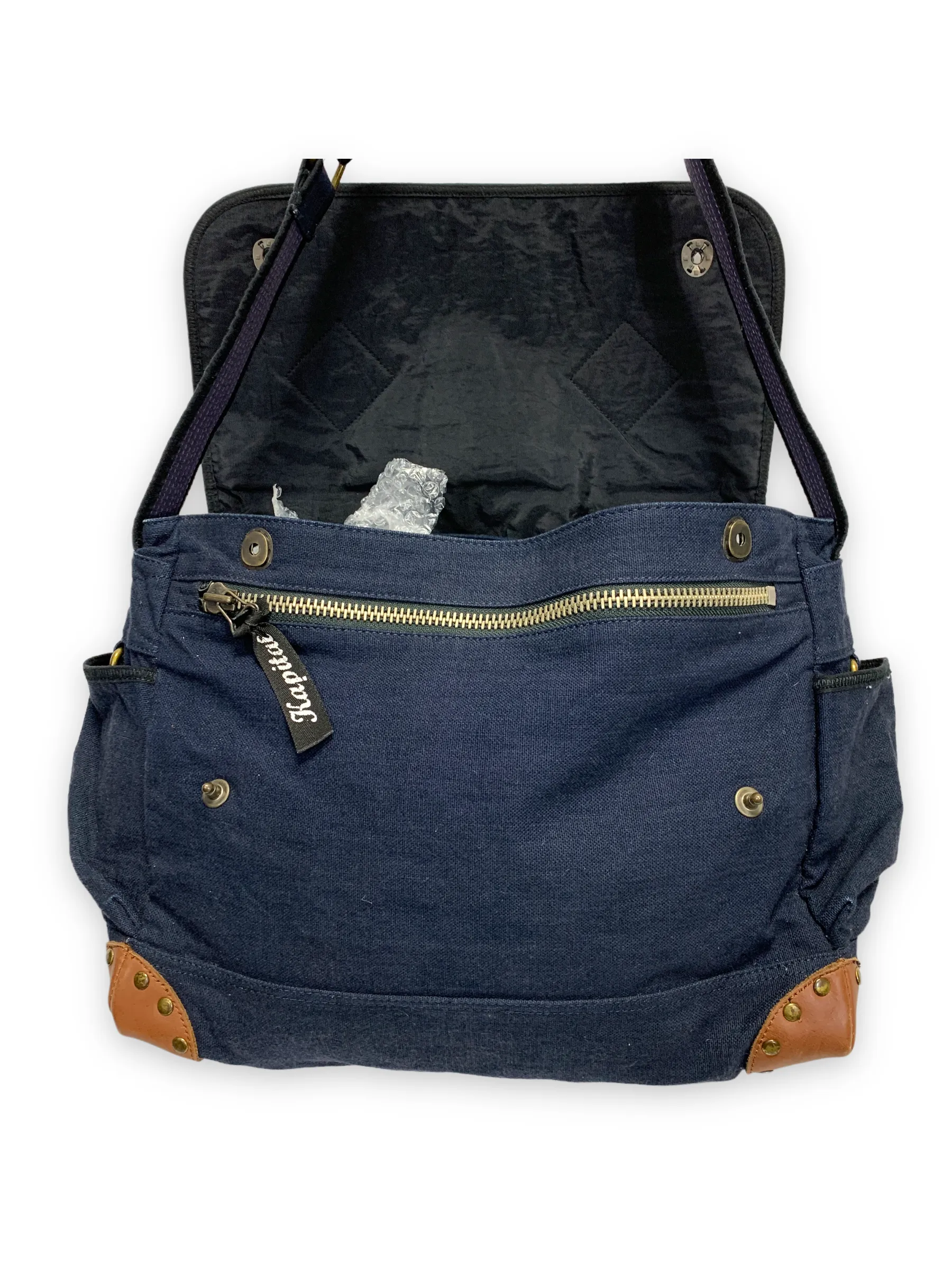 Kapital Military Cotton Canvas Shoulder Messenger Bag Navy