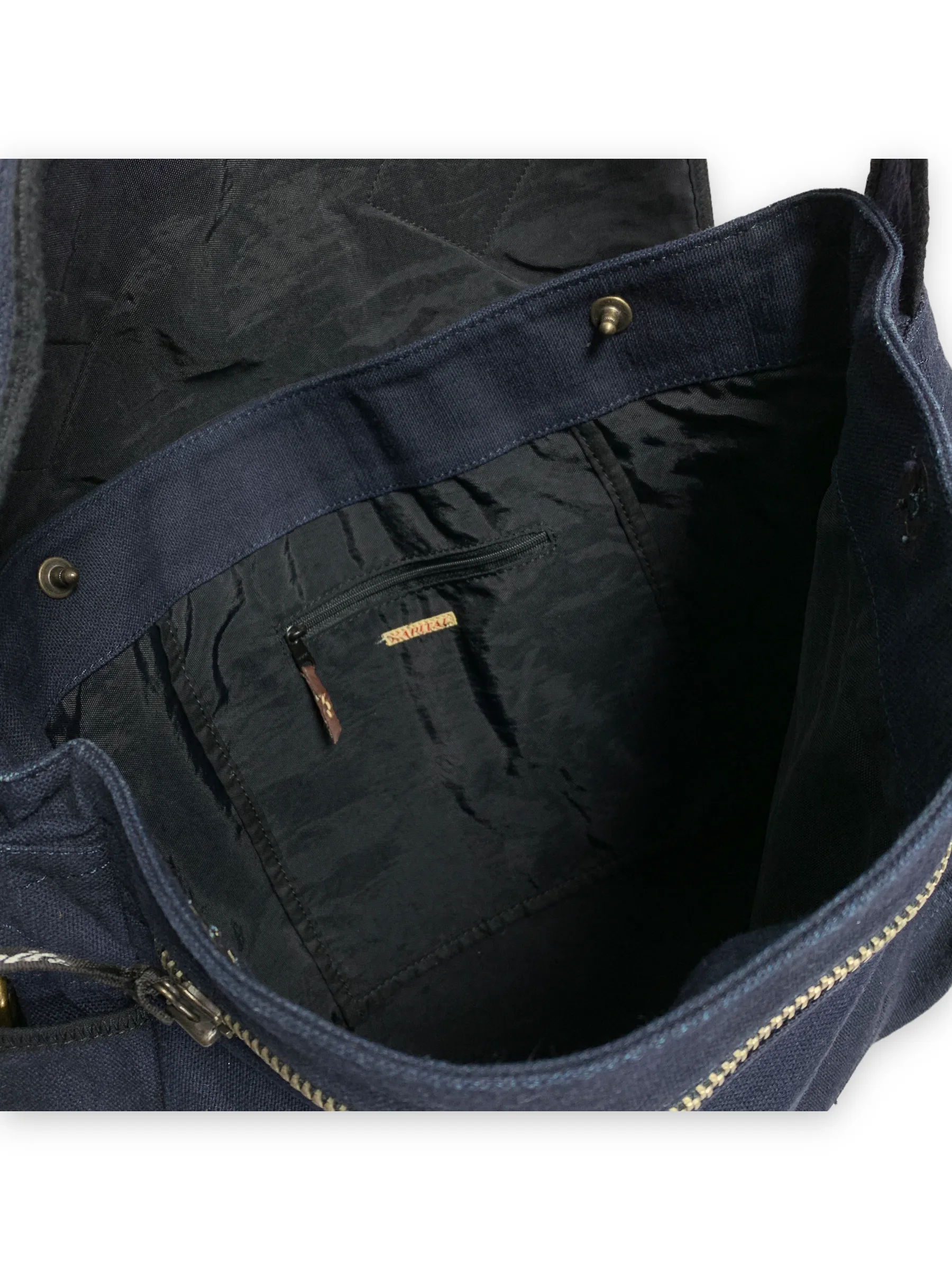 Kapital Military Cotton Canvas Shoulder Messenger Bag Navy