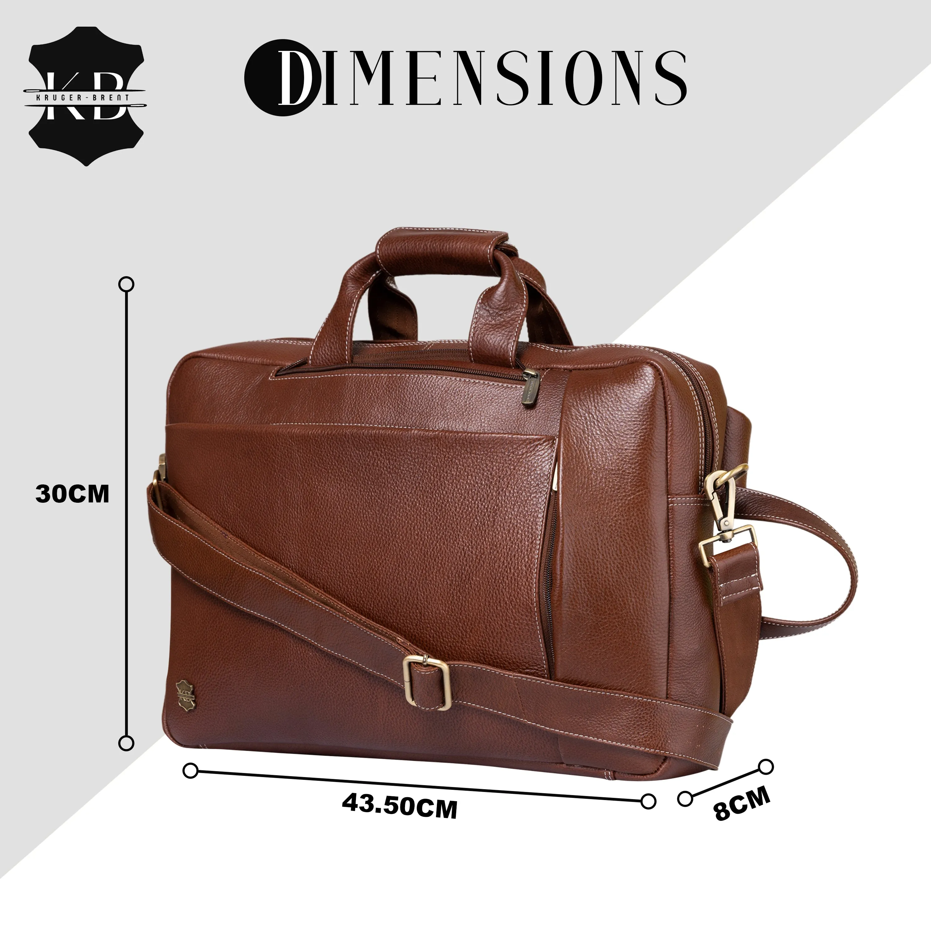 Kuger-Brent Pyramus Cognac Genuine Leather Unisex Backpack Messenger Bag