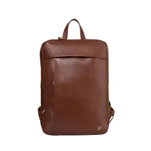 Kuger-Brent Pyramus Cognac Genuine Leather Unisex Backpack Messenger Bag