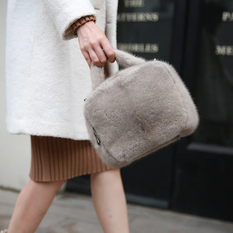 Lady Fashion Shoulder Bags Spring  Winter Genuine Mink Fur Messenger Bag Top Quality Natural Fur Handbags 8844