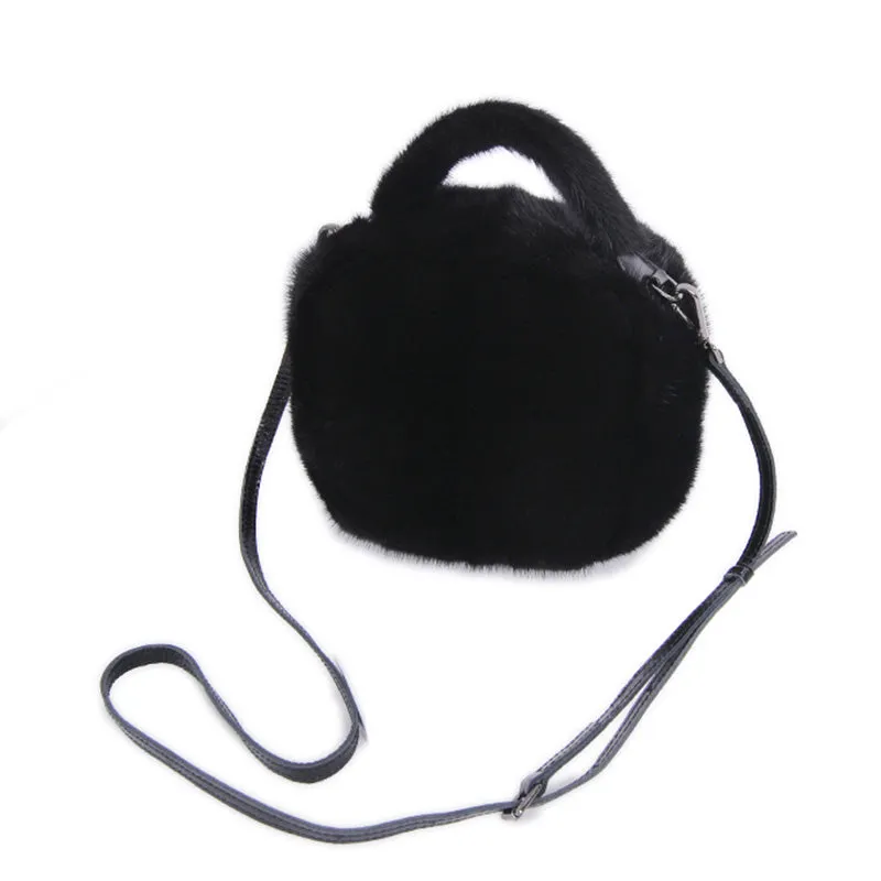 Lady Fashion Shoulder Bags Spring  Winter Genuine Mink Fur Messenger Bag Top Quality Natural Fur Handbags 8844