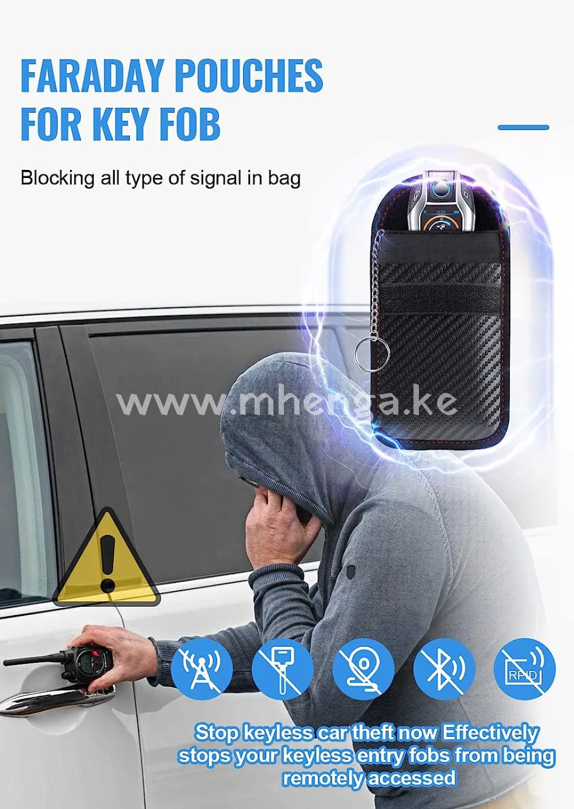 Lanpard Faraday Bag for Key Fob, Cage Protector, Car RFID Signal Blocking Key Fob Protector, Double-Layers of Shielding Carbon Fiber Material Anti-Theft Pouch