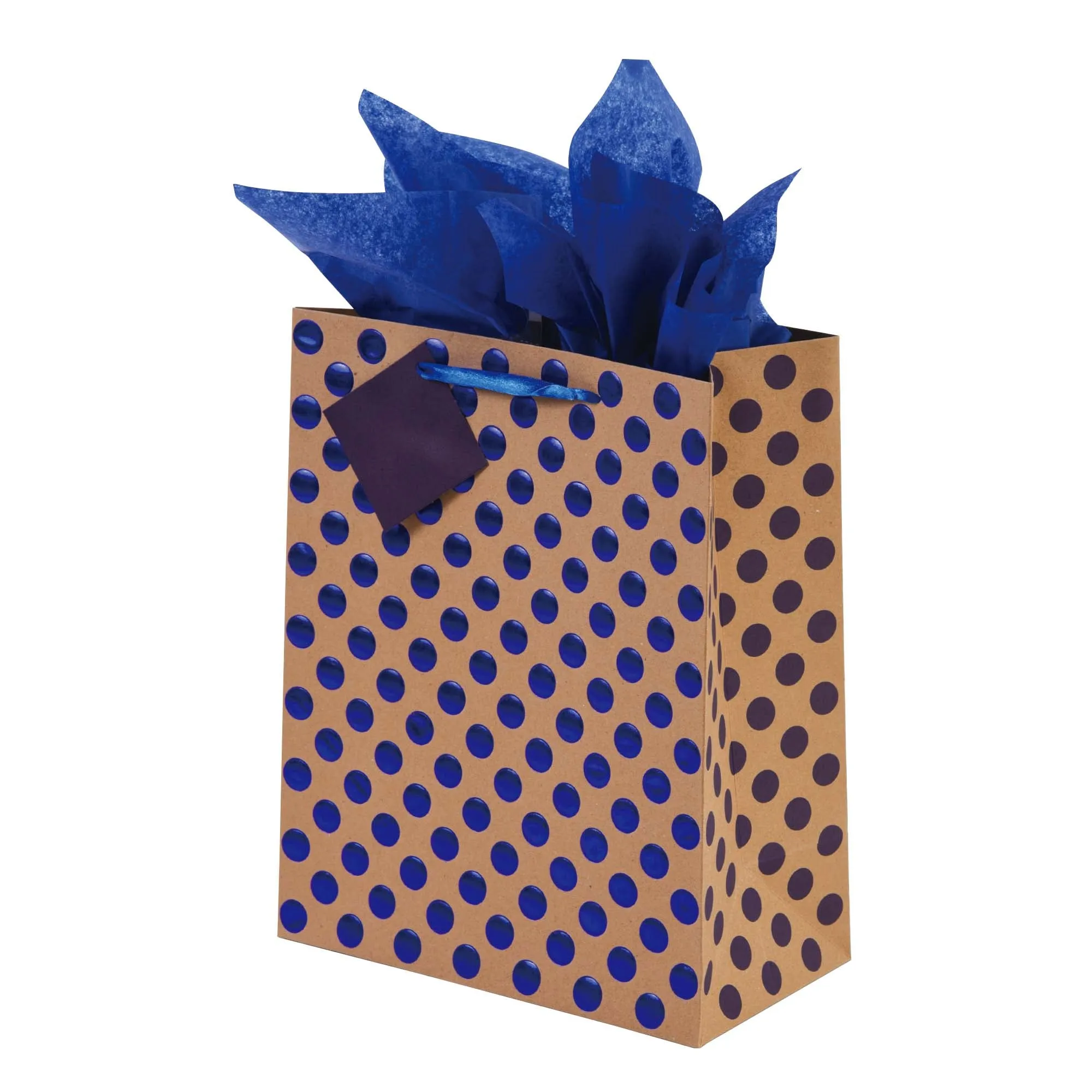 Large Dot Embossed Hot Stamping Kraft Party Bag, 4 Designs/Colors