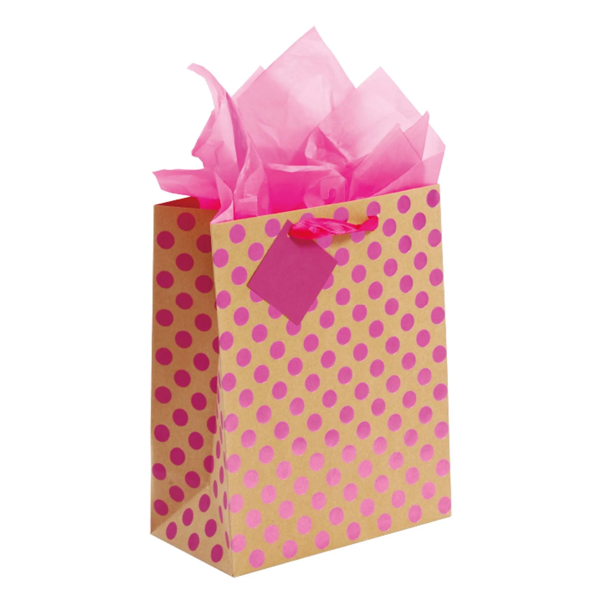 Large Dot Embossed Hot Stamping Kraft Party Bag, 4 Designs/Colors