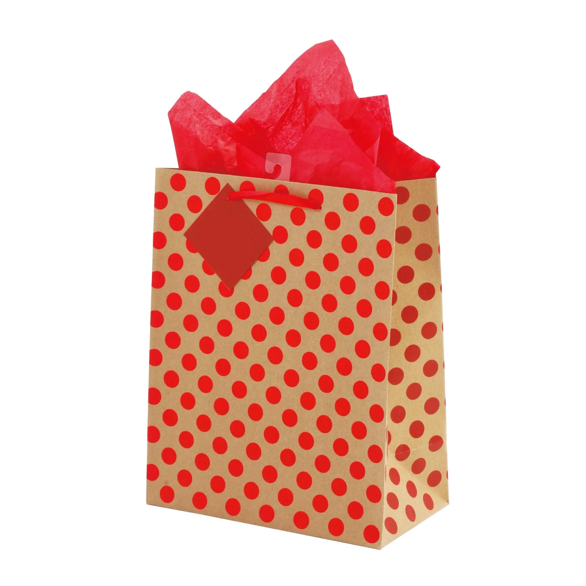 Large Dot Embossed Hot Stamping Kraft Party Bag, 4 Designs/Colors