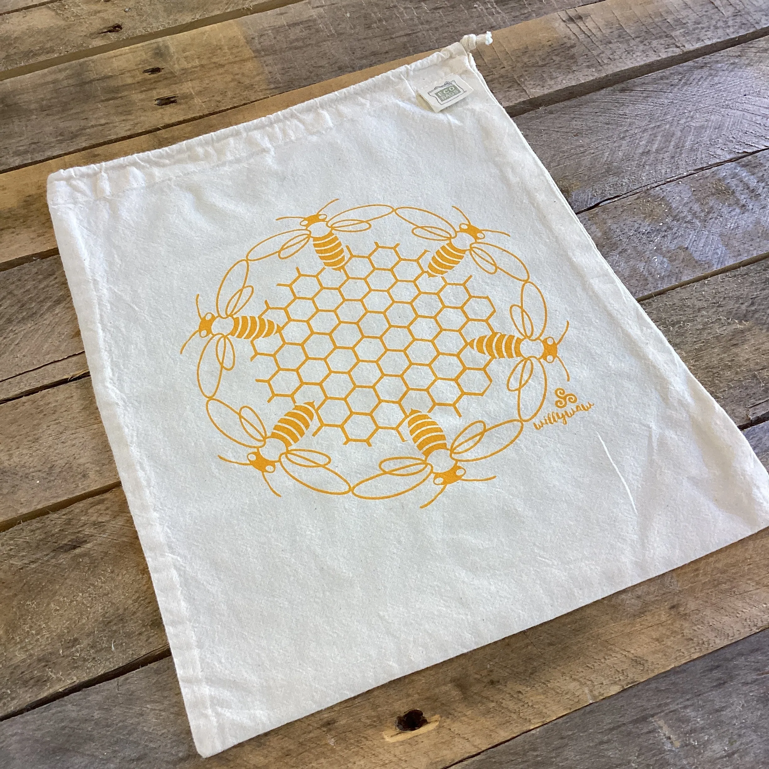 Large Organic Cotton Ditty Bag - Honeycomb