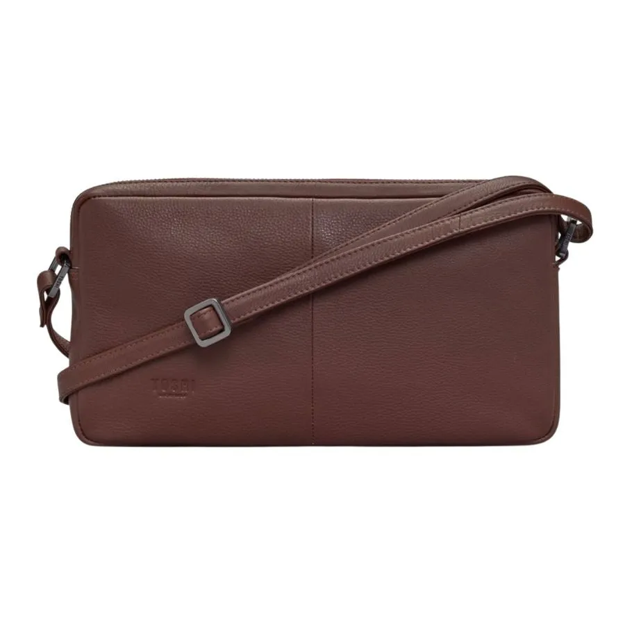 Leather Bourbon Biscuit Cross Body Bag