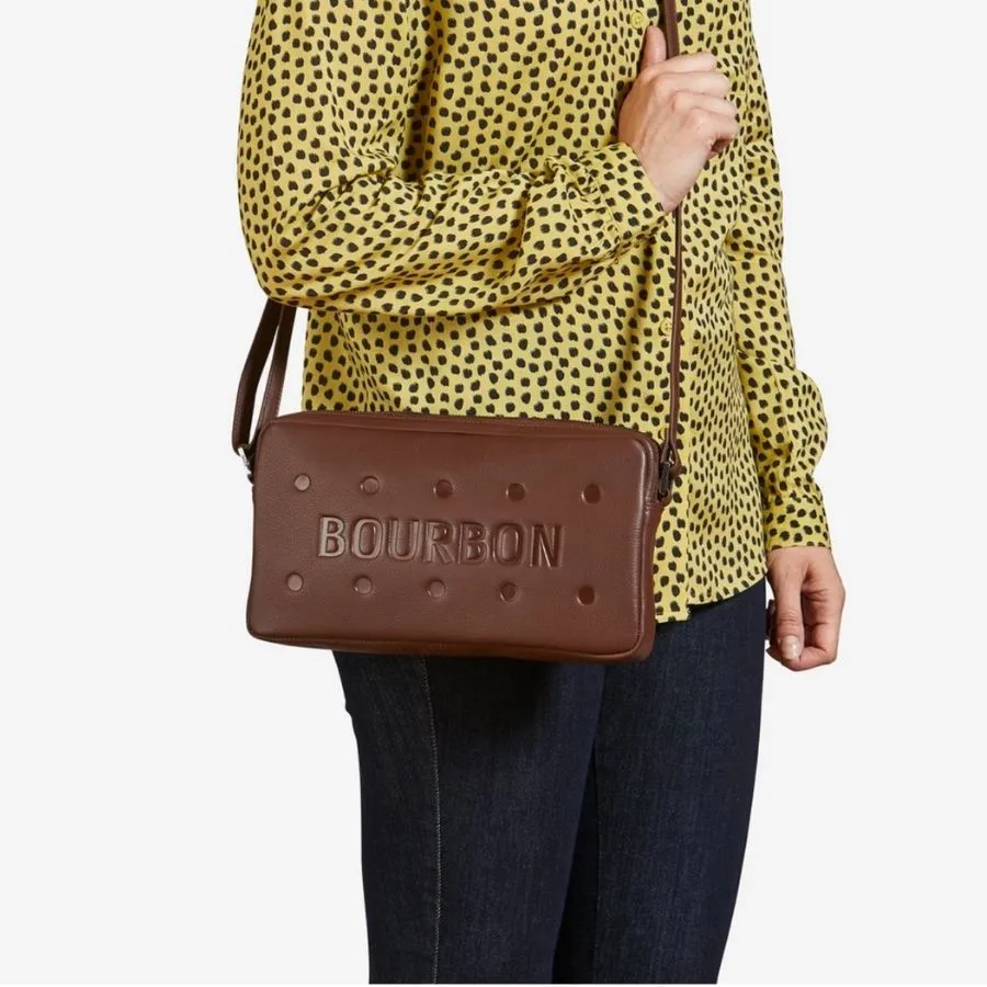 Leather Bourbon Biscuit Cross Body Bag