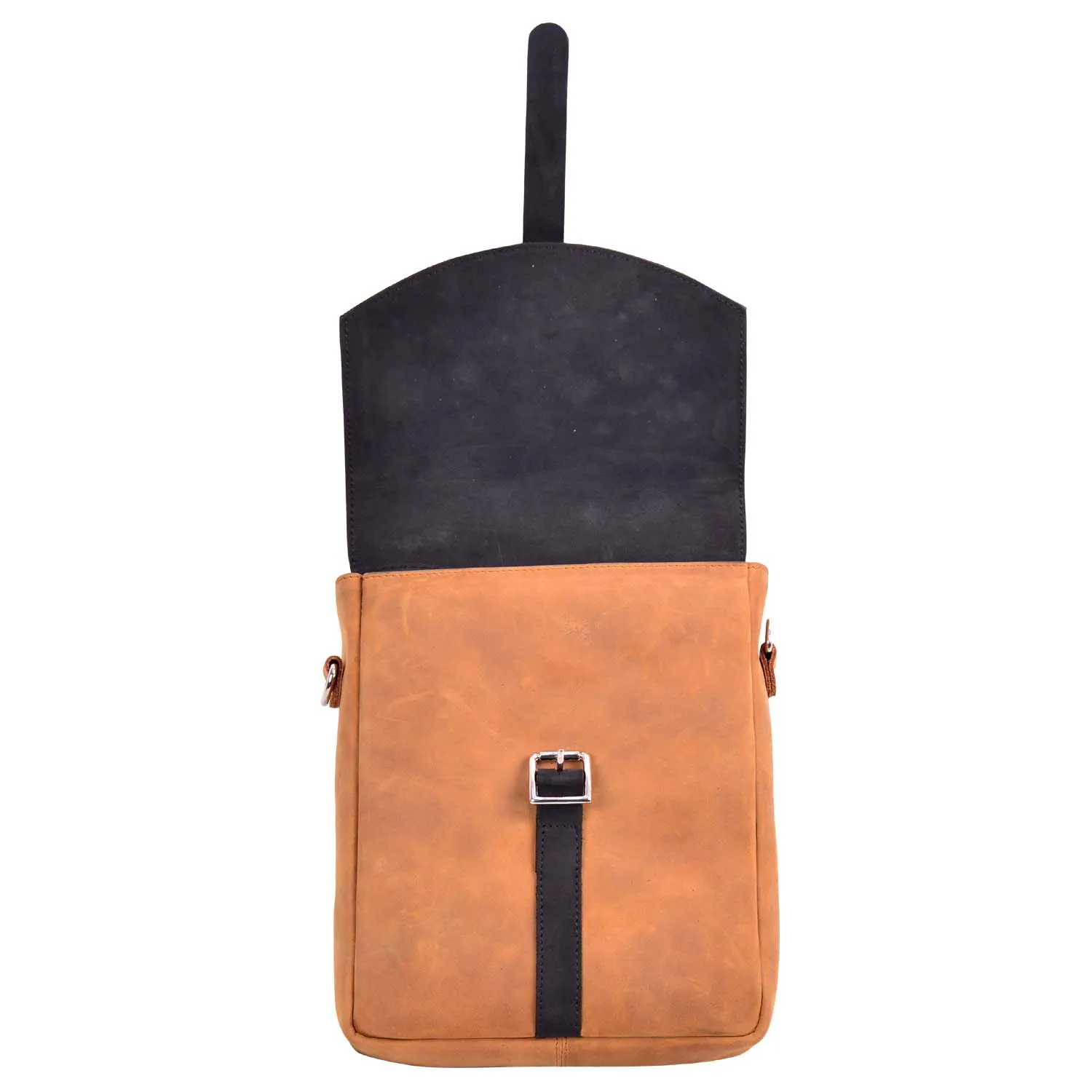 Leather Tank Bag, (Black/Brown).