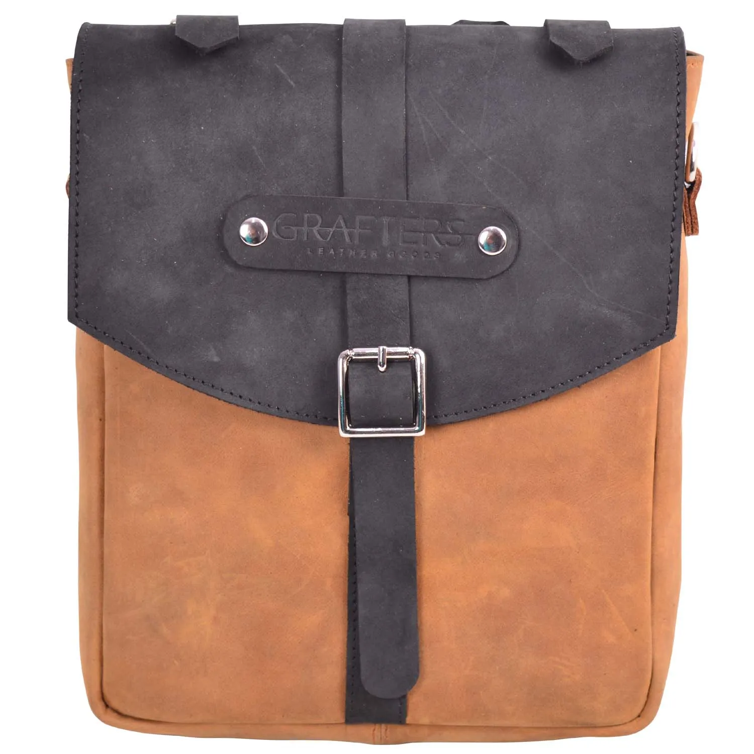 Leather Tank Bag, (Black/Brown).