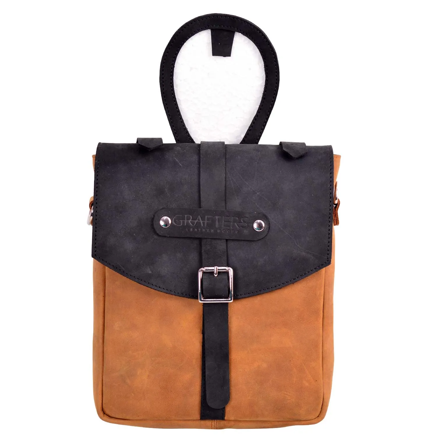 Leather Tank Bag, (Black/Brown).