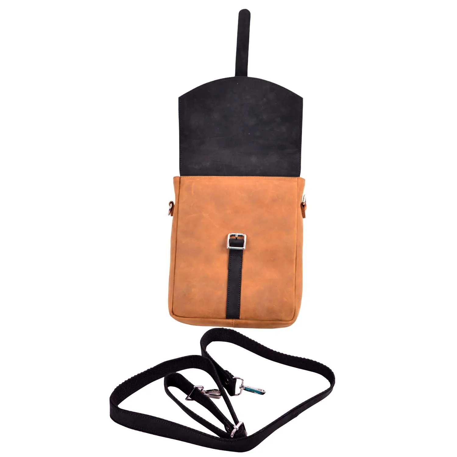 Leather Tank Bag, (Black/Brown).