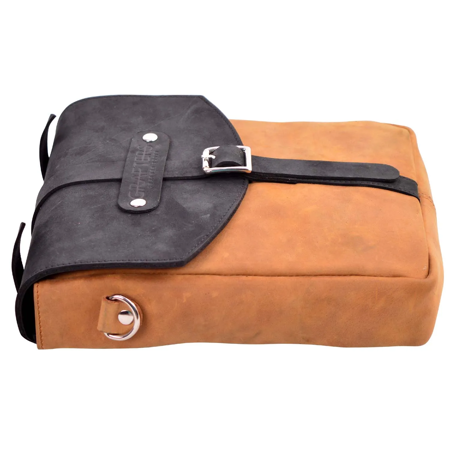 Leather Tank Bag, (Black/Brown).