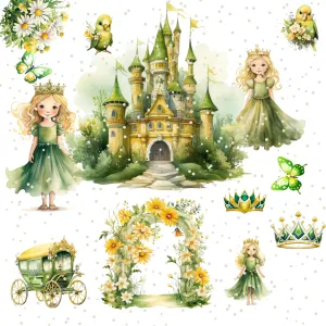 Little Princess Clipart, Watercolor Princess Clipart, Little Princess Ornaments, Baby Princess, Castle Sublimation Design, Princess Birthday, Fairytale Princes 013