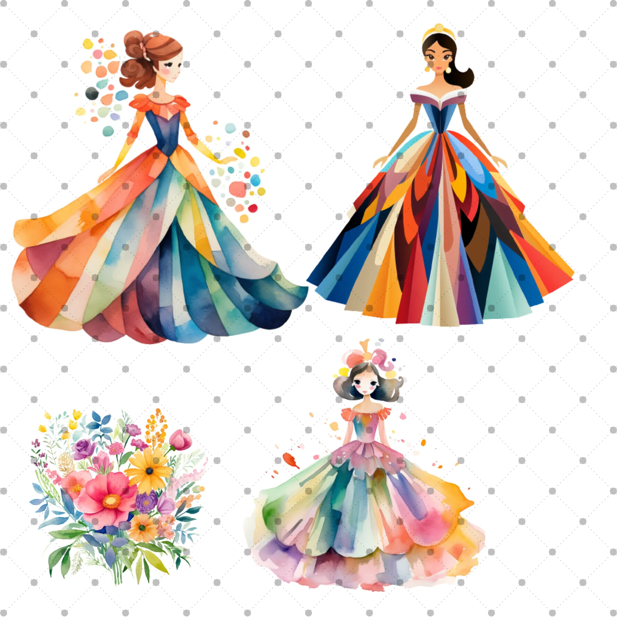 Little Princess Clipart, Watercolor Princess Clipart, Little Princess Ornaments, Baby Princess, Castle Sublimation Design, Princess Birthday, Fairytale Princes 027