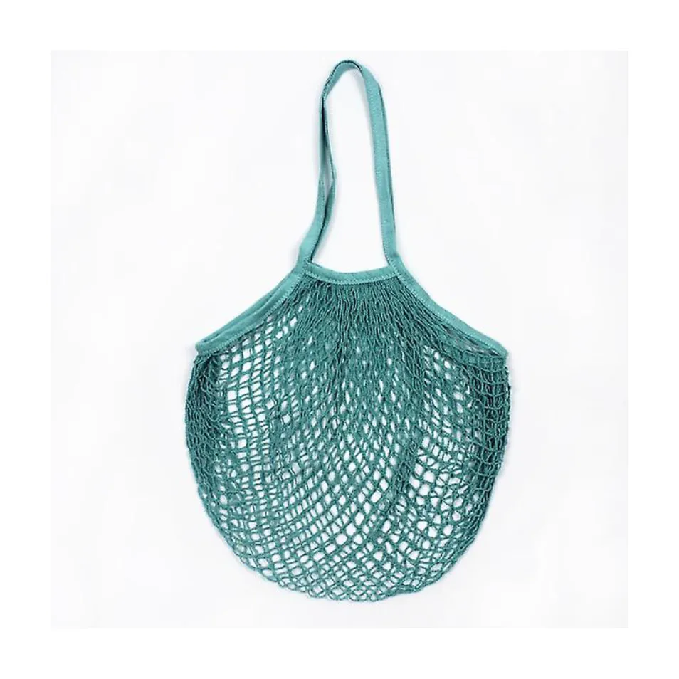 Long Handles - Organic Cotton - Reusable Grocery Mesh Shopping Bag - Turquoise