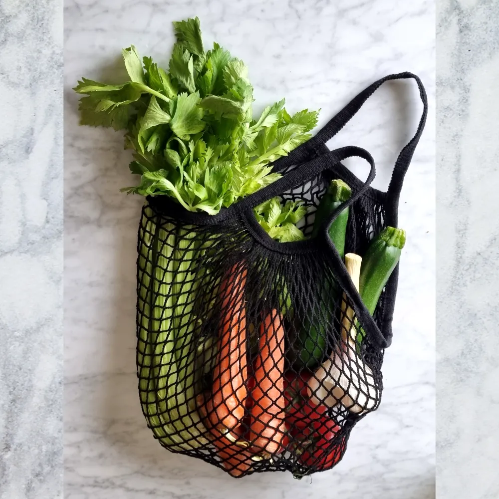 Long Handles - Organic Cotton - Reusable Grocery Mesh Shopping Bag - Turquoise