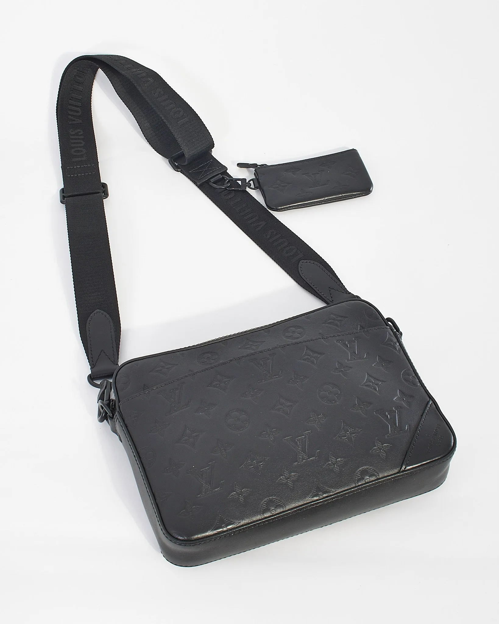 Louis Vuitton Black Monogram Shadow Leather Duo Messenger Bag