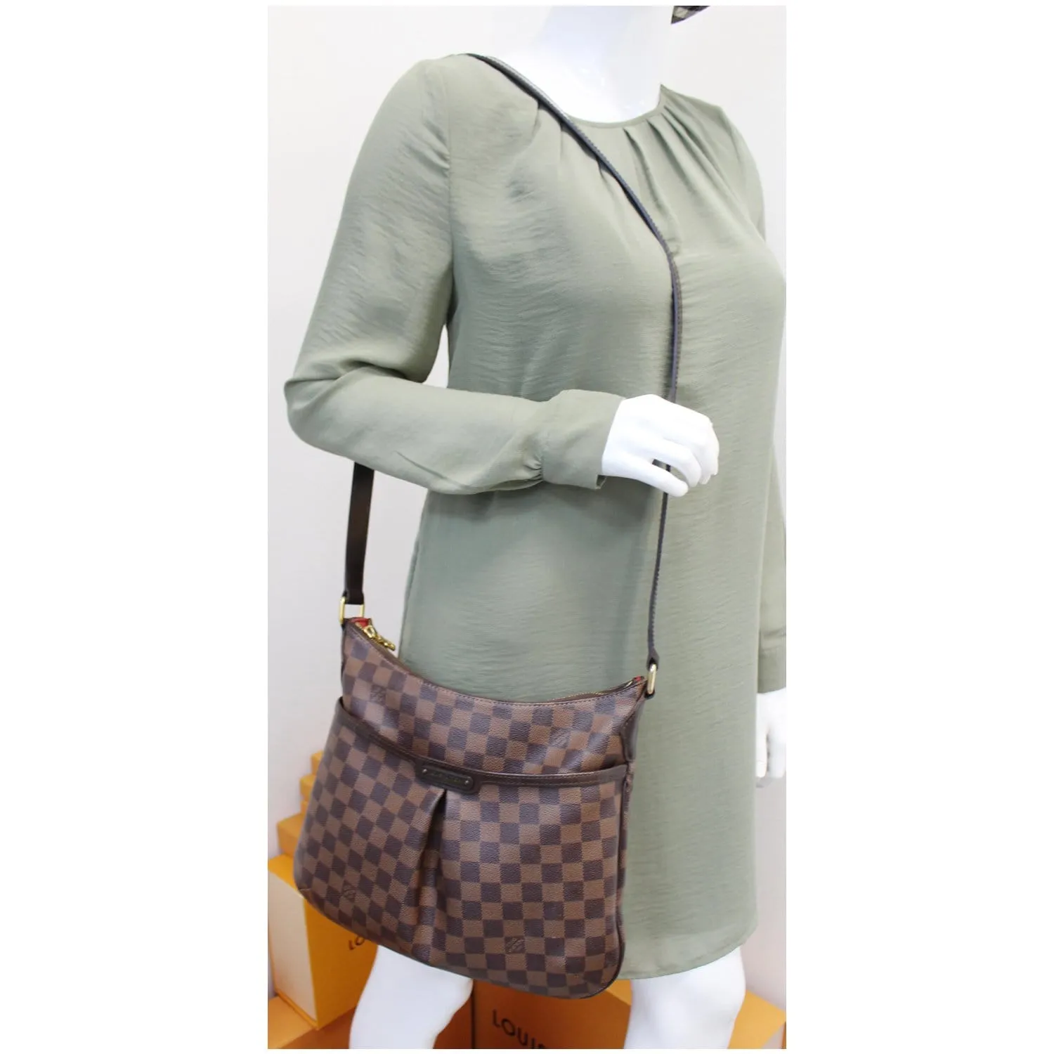 LOUIS VUITTON Bloomsbury PM Damier Ebene Crossbody Bag Brown