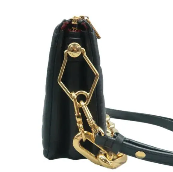 LOUIS VUITTON Coussin BB Monogram Embossed Leather Shoulder Bag Black
