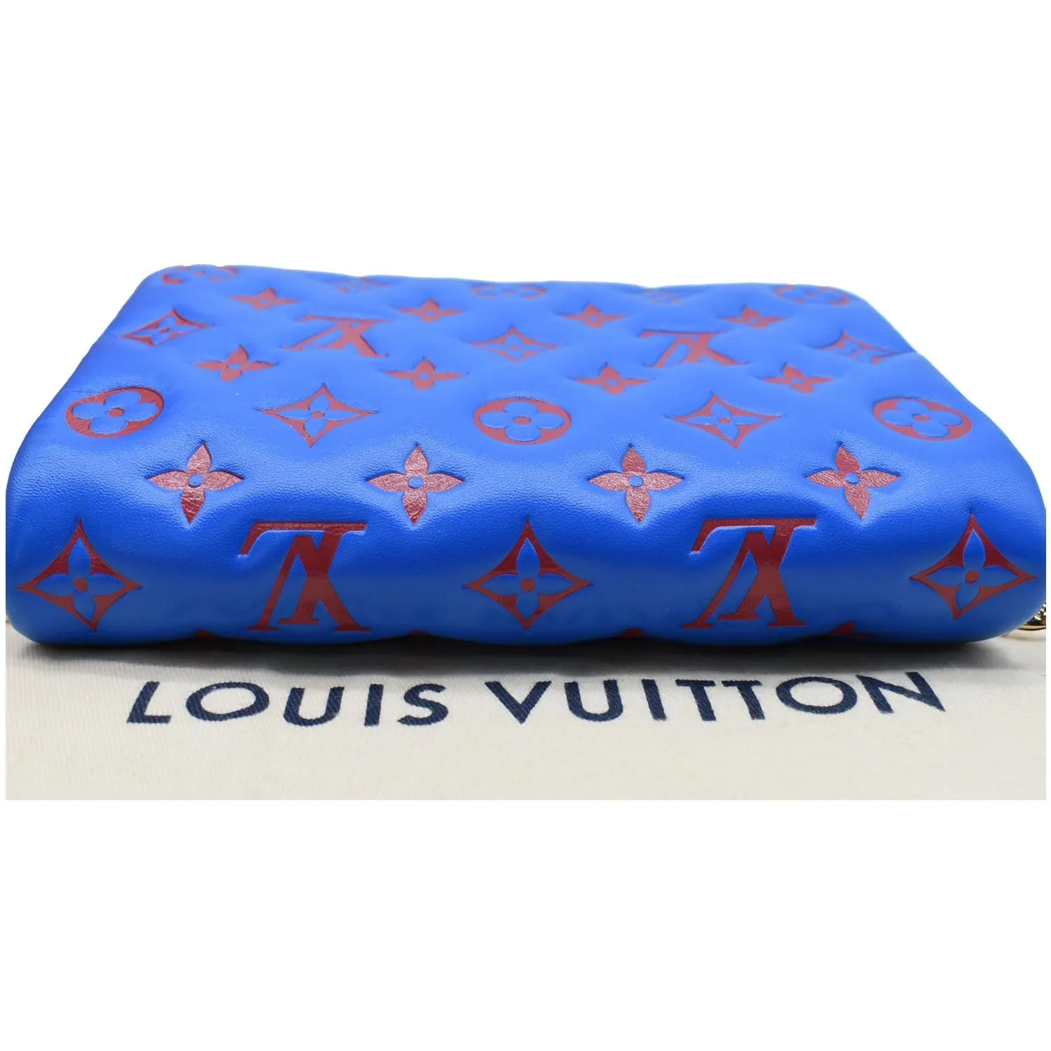 LOUIS VUITTON Coussin Monogram Embossed Pochette Crossbody Bag Blue