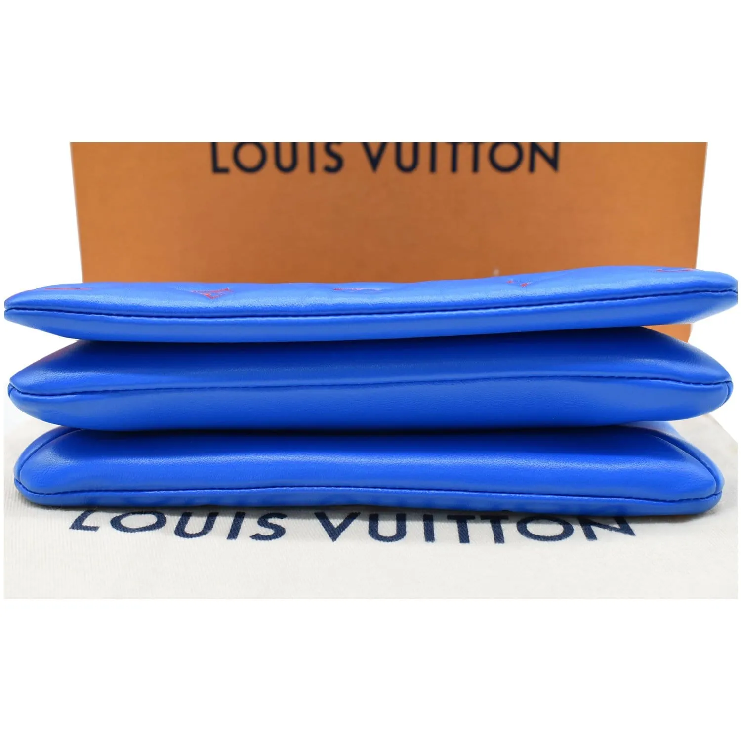 LOUIS VUITTON Coussin Monogram Embossed Pochette Crossbody Bag Blue