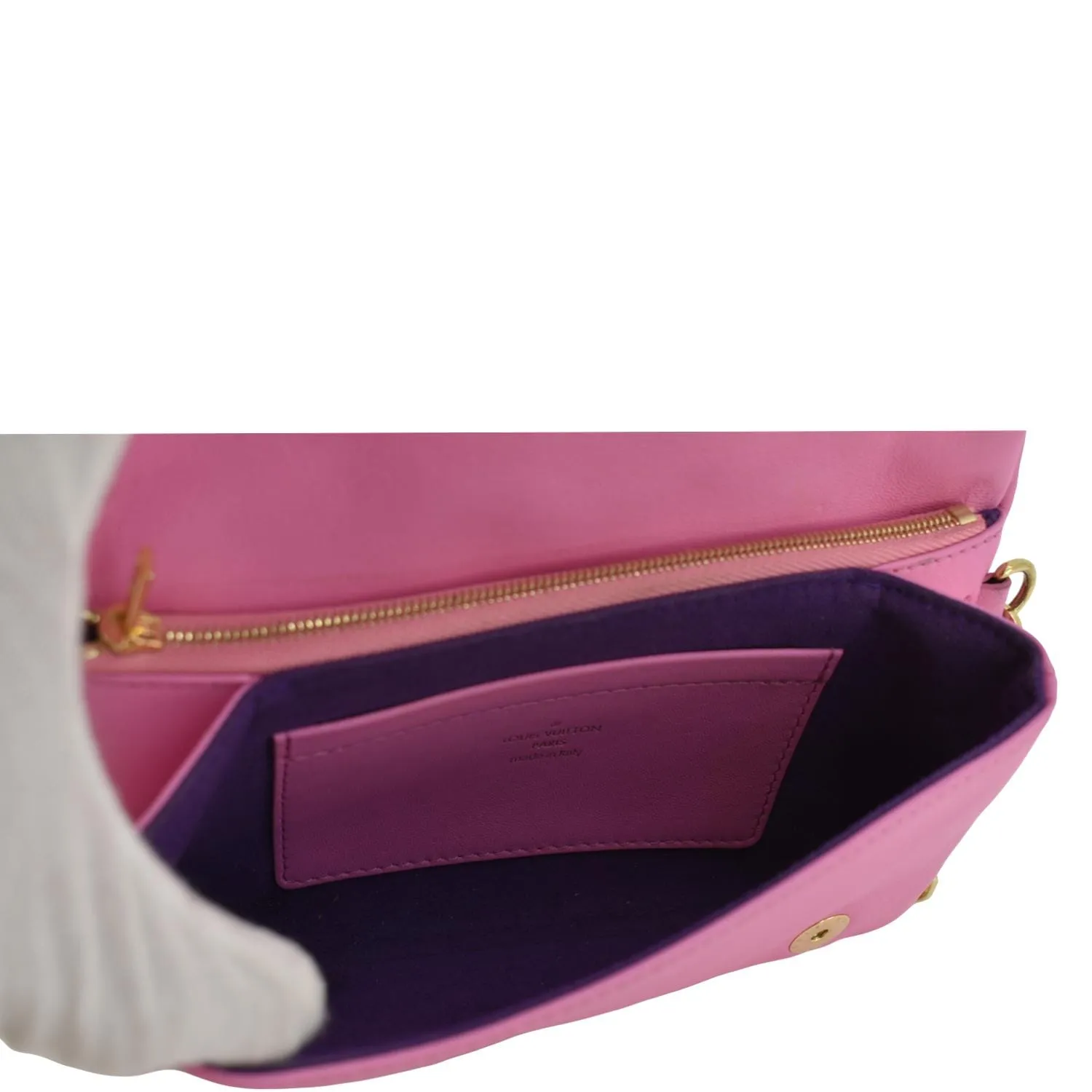 LOUIS VUITTON Coussin Pochette Monogram Embossed Leather Crossbody Bag Pink