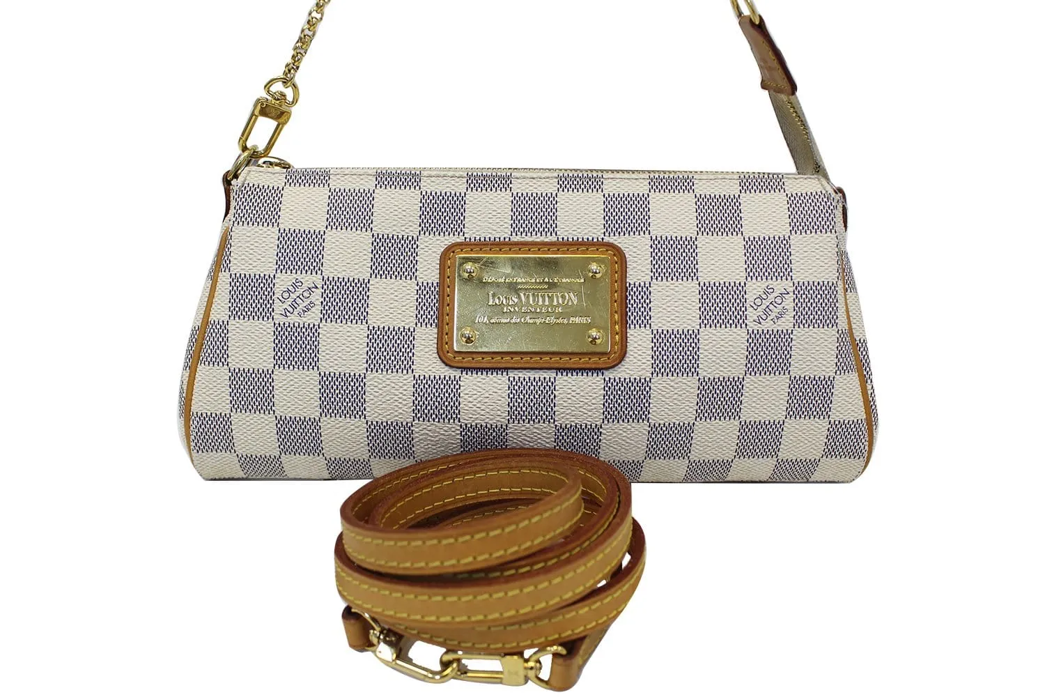 LOUIS VUITTON Damier Azur Eva Clutch Crossbody Bag
