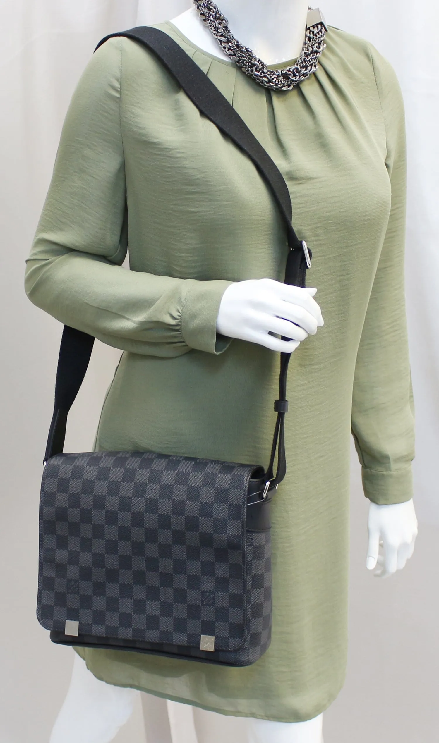 LOUIS VUITTON Damier Graphite District PM Crossbody Bag