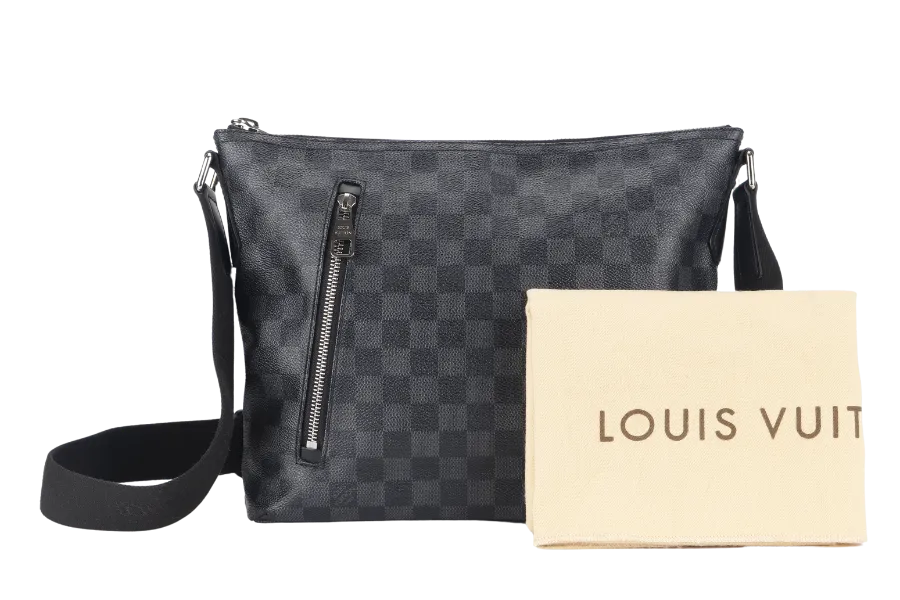 LOUIS VUITTON MICK MM MESSENGER BAG (N41106) DAMIER GRAPHITE SILVER HARDWARE WITH DUST COVER