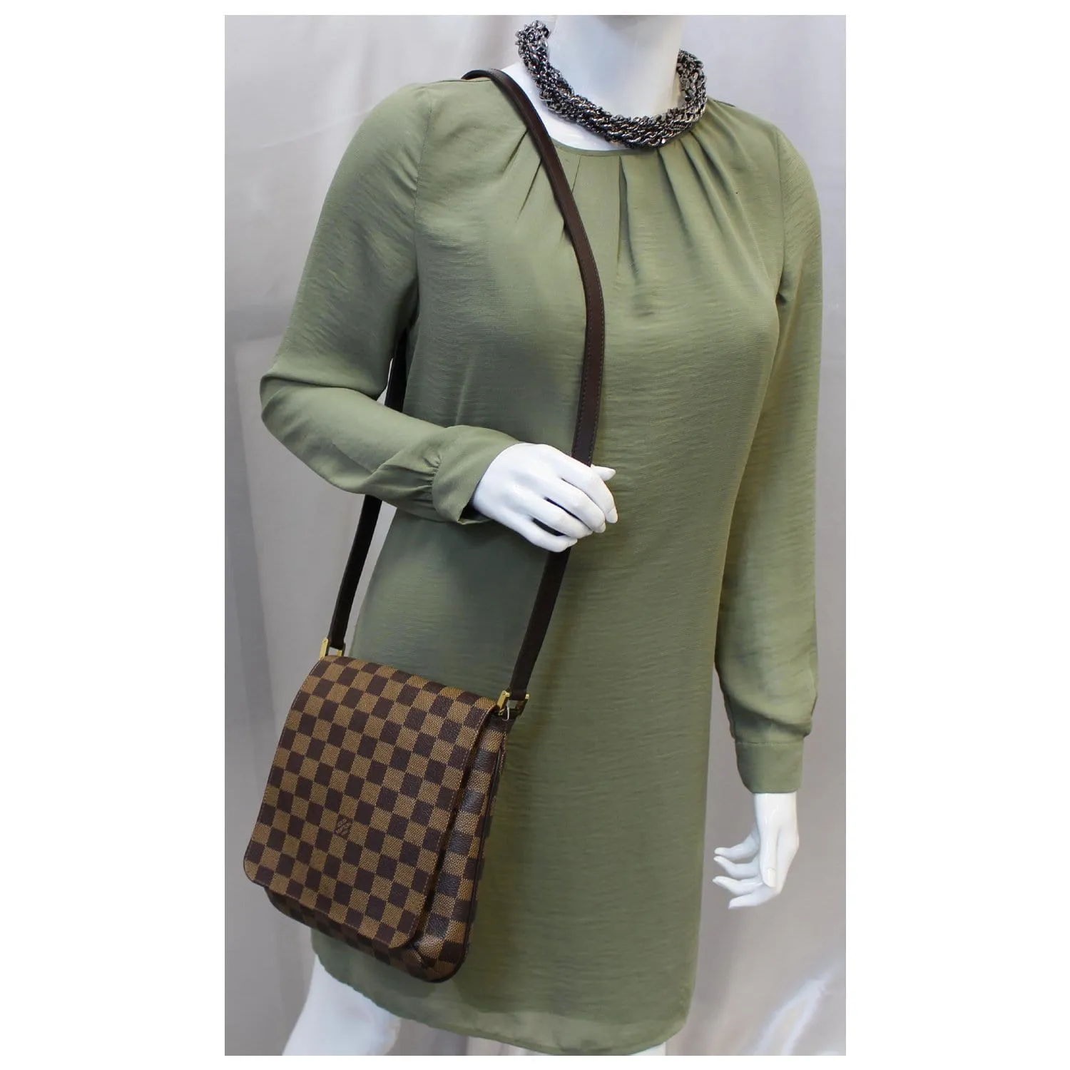 LOUIS VUITTON Musette Salsa Damier Ebene Crossbody Bag Brown