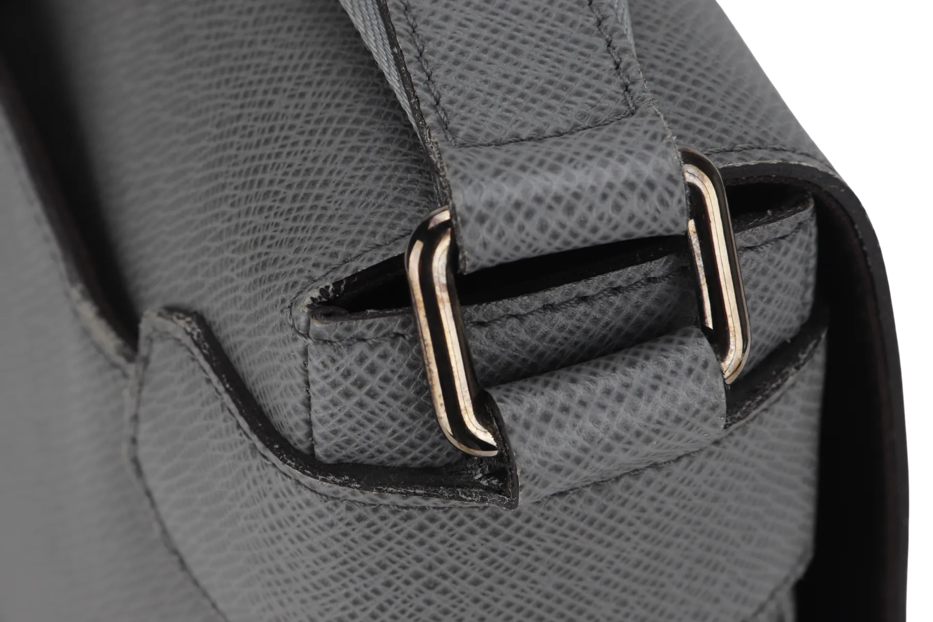 LOUIS VUITTON ROMAN GREY LEATHER MESSENGER BAG SILVER HARDWARE WITH DUST COVER