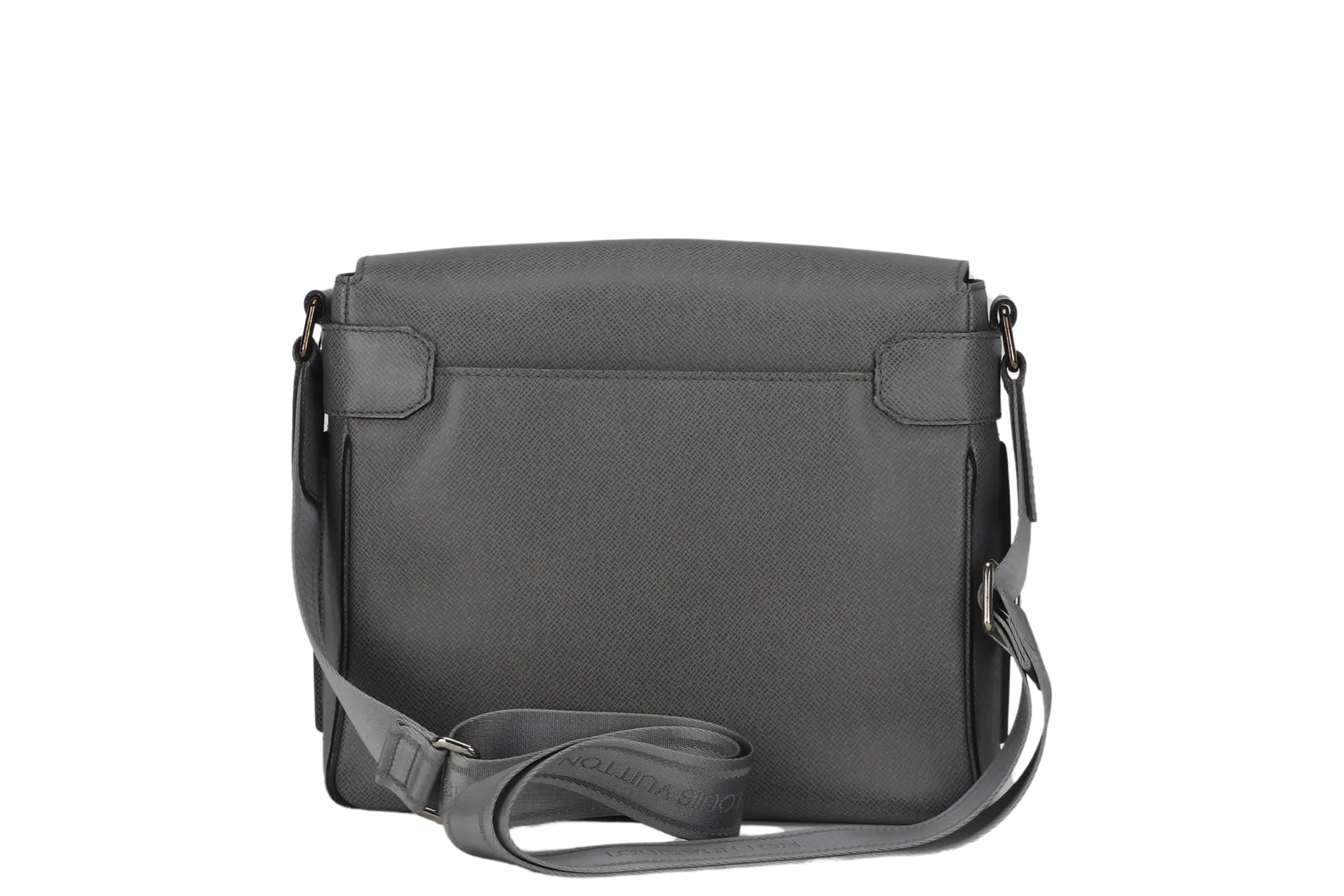 LOUIS VUITTON ROMAN GREY LEATHER MESSENGER BAG SILVER HARDWARE WITH DUST COVER