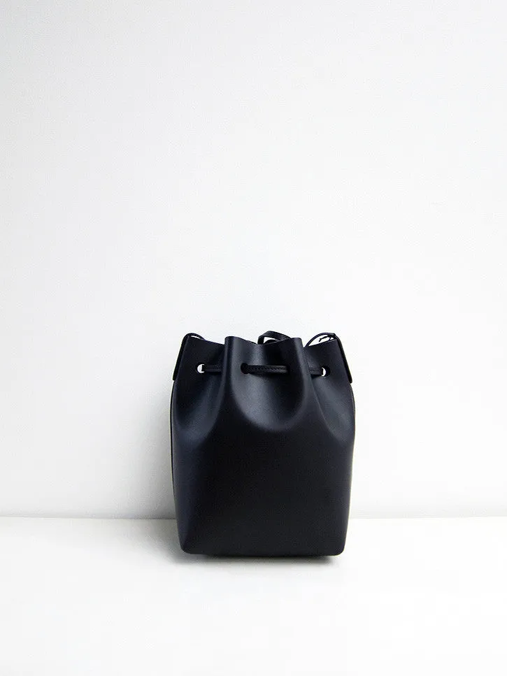 Mansur Gavriel Mini Bucket Bag, Black/Flamma