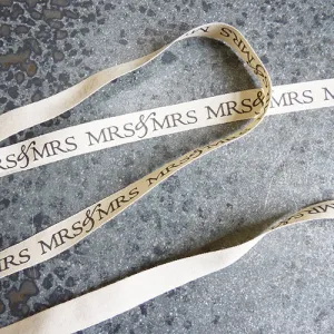 May Arts Ivory Cotton Ribbon - Mrs & Mrs